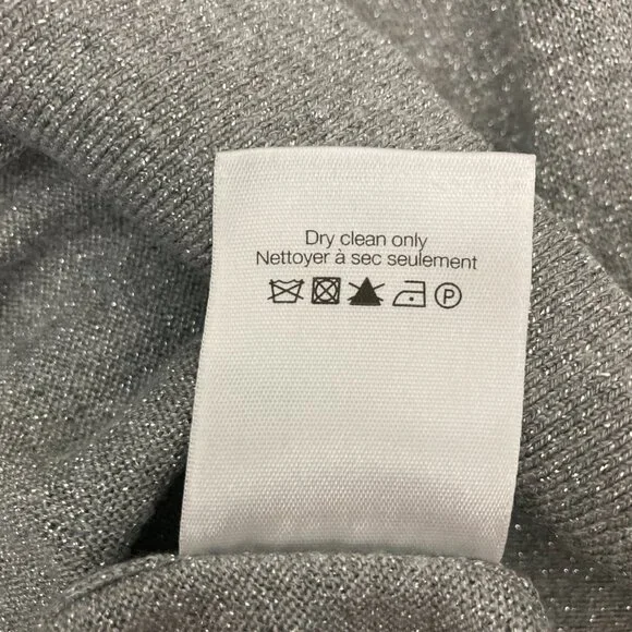 Veronica Beard Centre Ruffle Crewneck Metallic-knit Sweater Size S Gray Sparkle - Picture 10 of 10